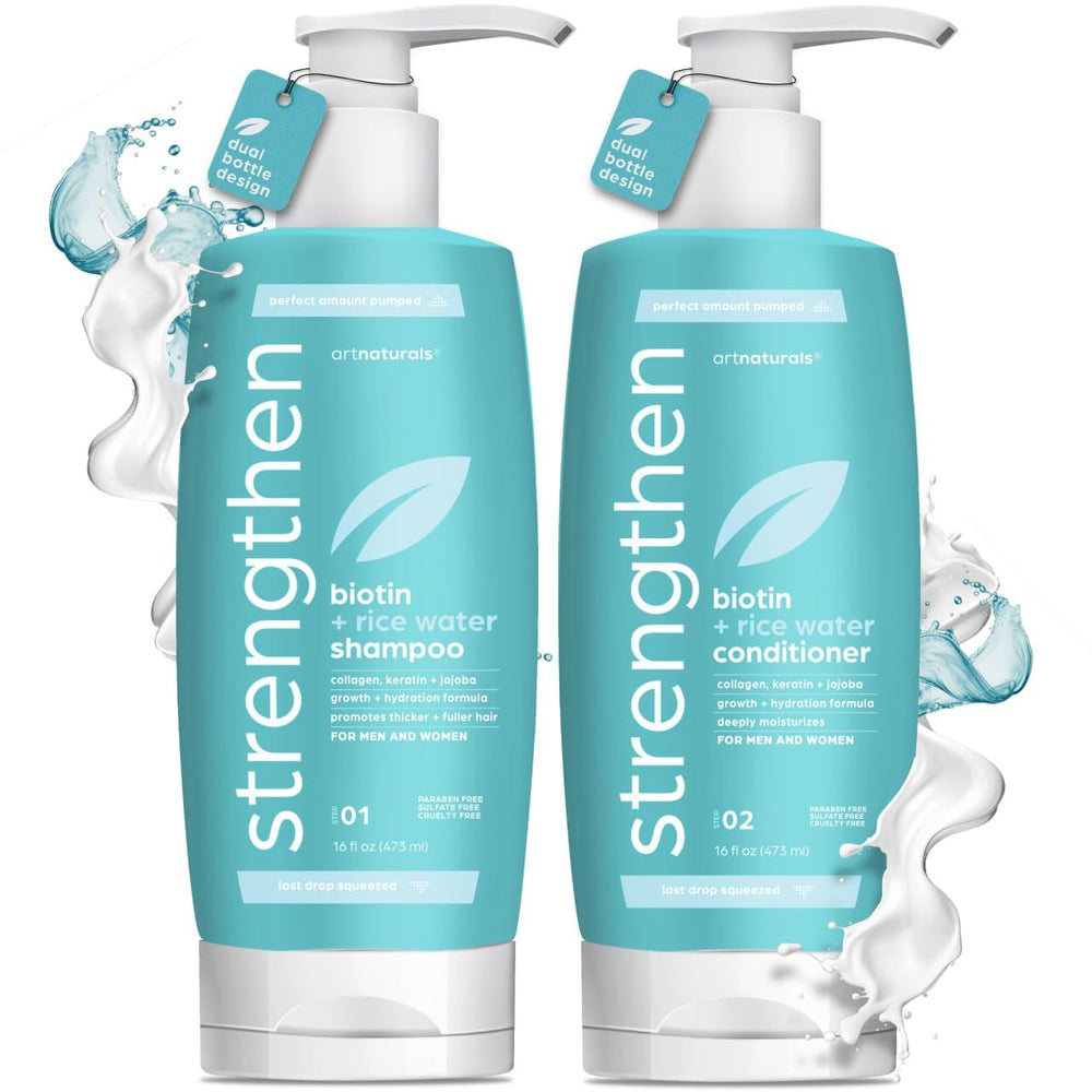 Biotin + Rice Water Shampoo& Conditioner Hair Duo 2x16oz Dual Bottle