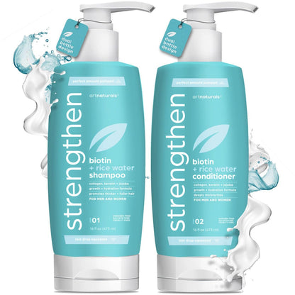 Biotin + Rice Water Shampoo& Conditioner Hair Duo 2x16oz Dual Bottle