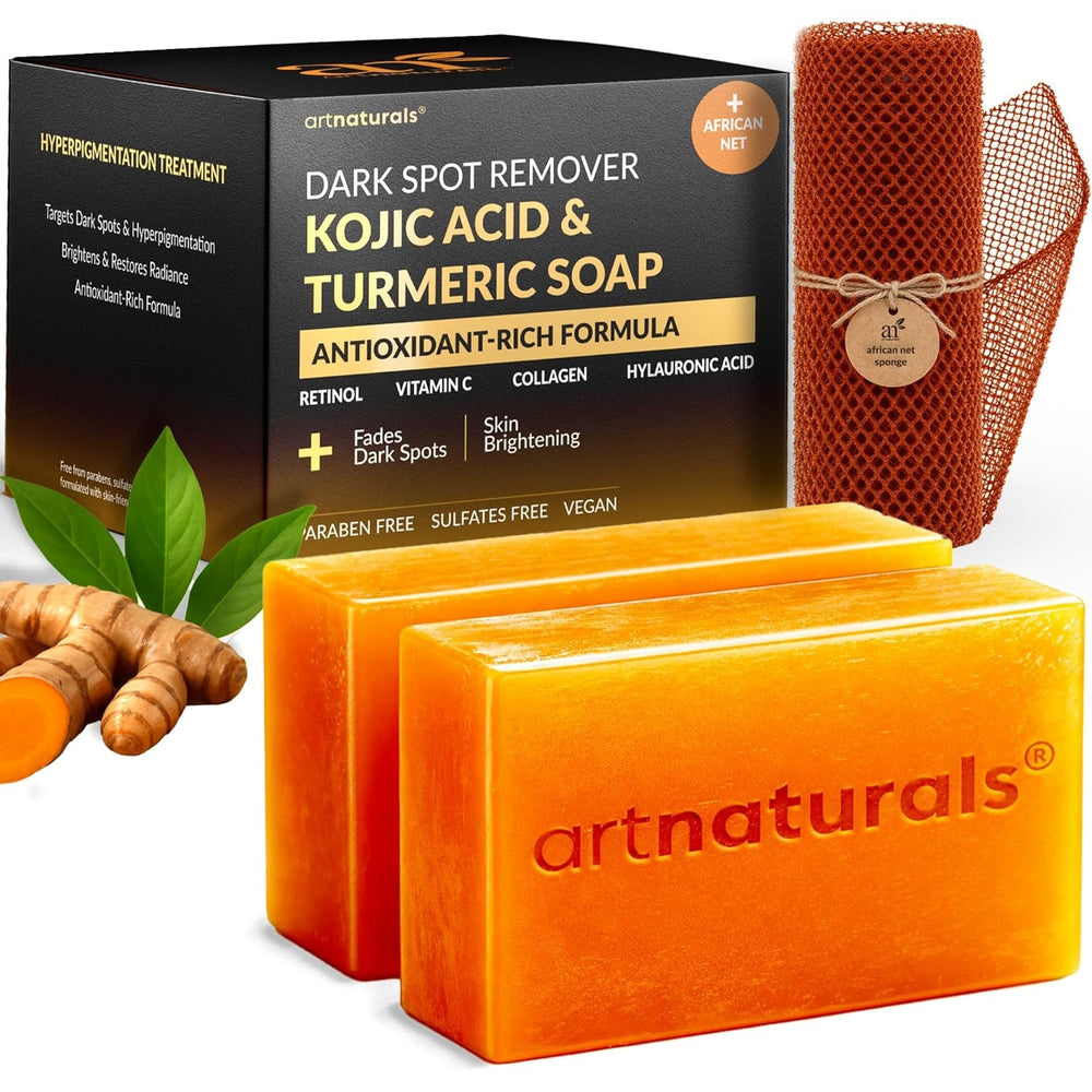 Kojic Acid Soap with African Net Sponge, 2 pack, main product view
