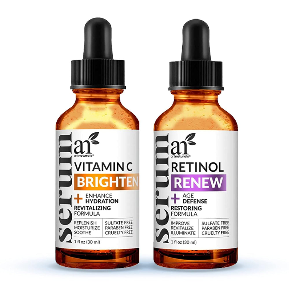 Organic Retinol and Vitamin C Serum gift set, two 1 oz bottles, main view