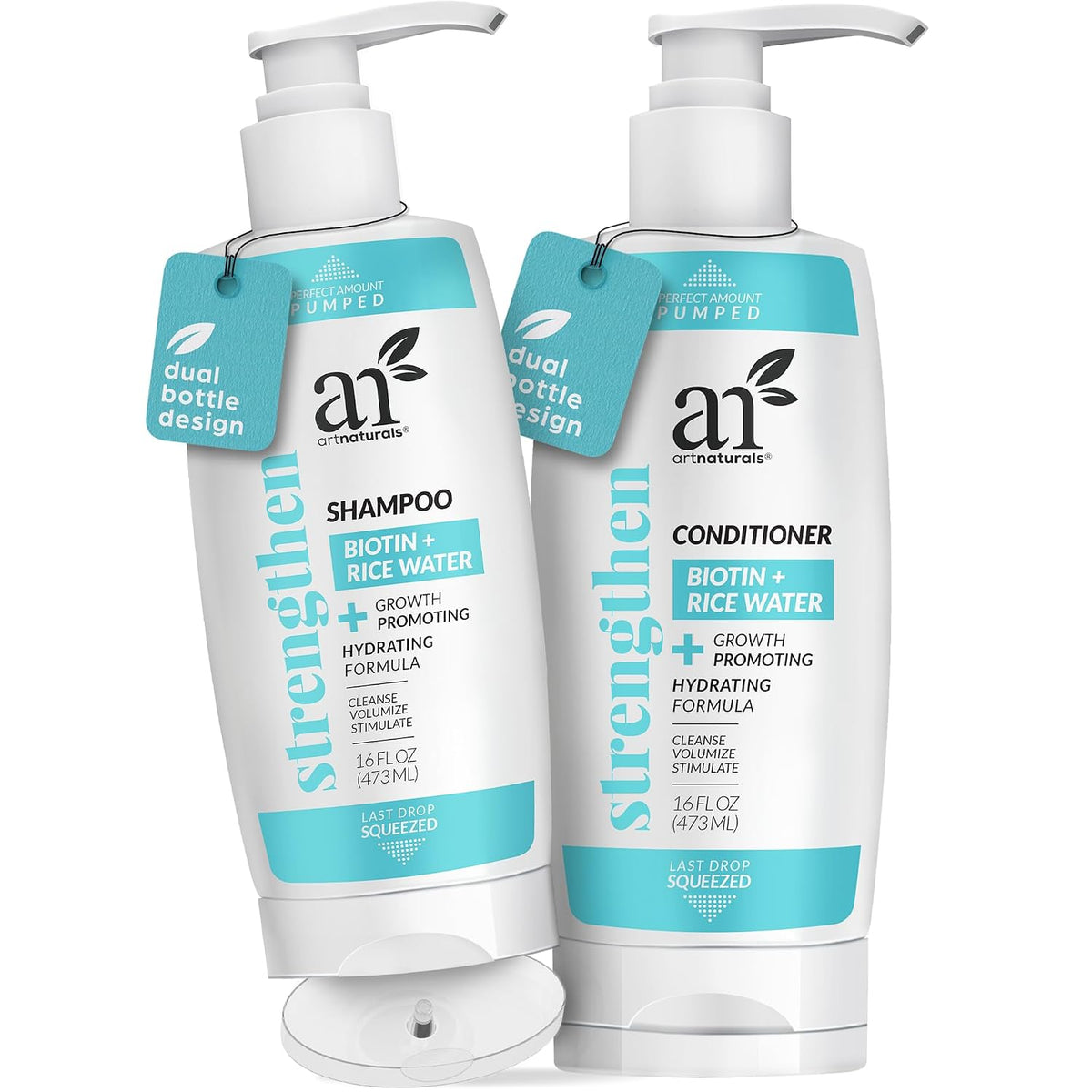 Biotin + Rice Water Shampoo& Conditioner Hair Duo 2x16oz Dual Bottle