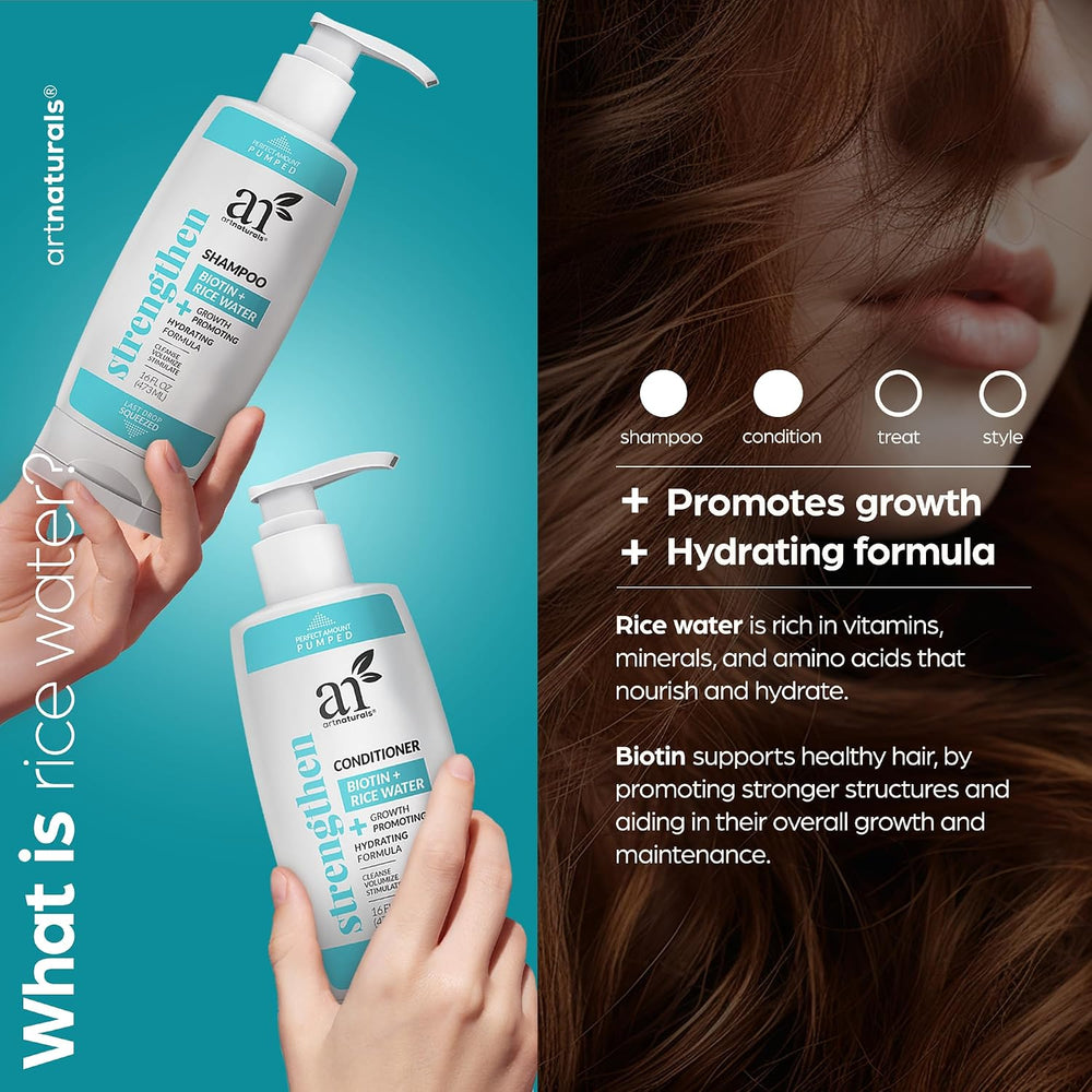 Biotin + Rice Water Shampoo& Conditioner Hair Duo 2x16oz Dual Bottle