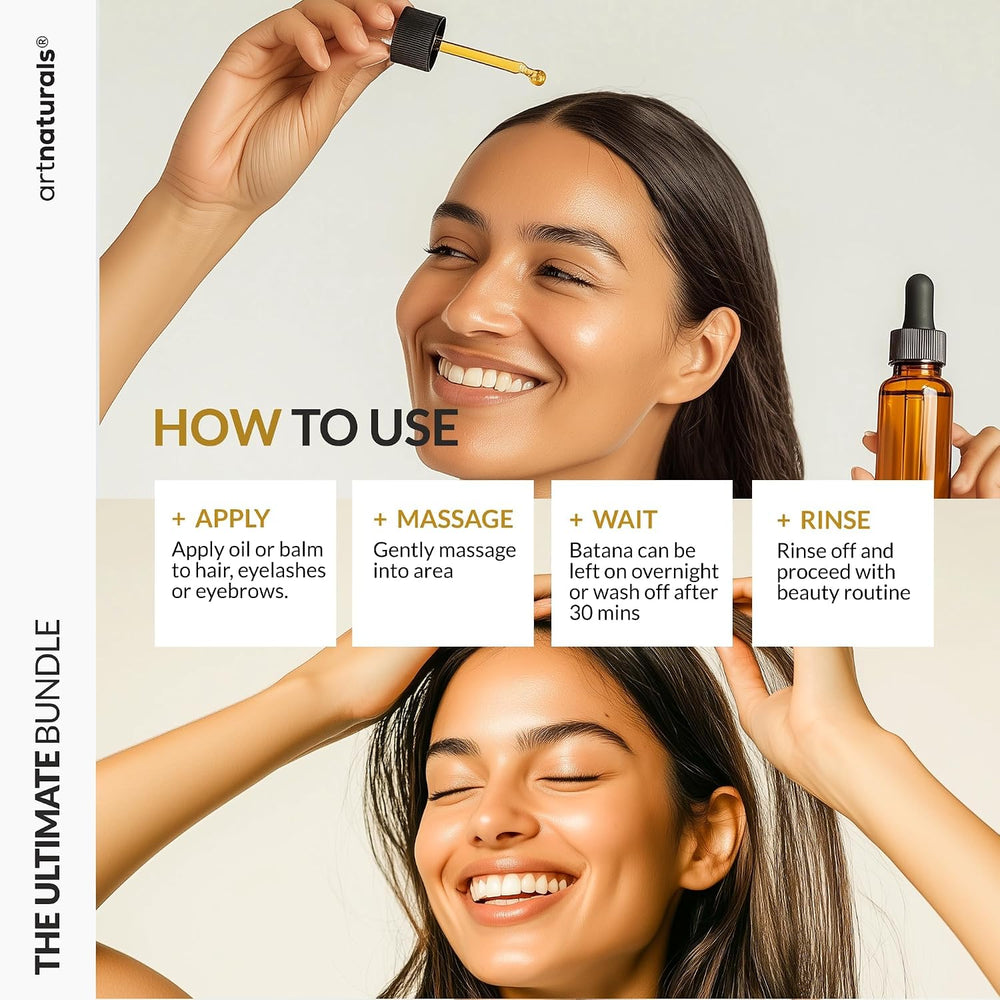 Batana Oil + Raw Batana Cream + Eyelash Applicator + Eyebrow Applicator Kit