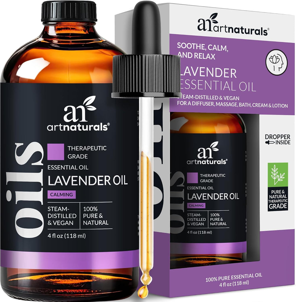 Lavender Essential Oil, 4 oz bottle with box, main view