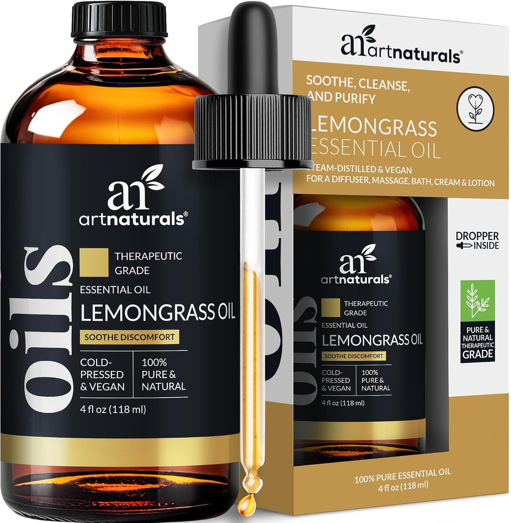 Lemongrass Essential Oil, 4 oz bottle with box, main view