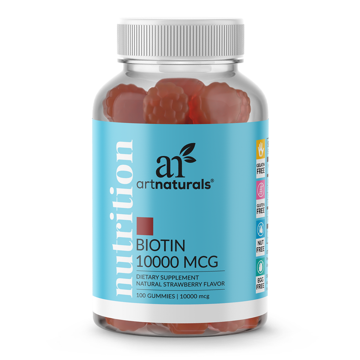 Biotin Gummies for hair growth, 100 count strawberry flavor