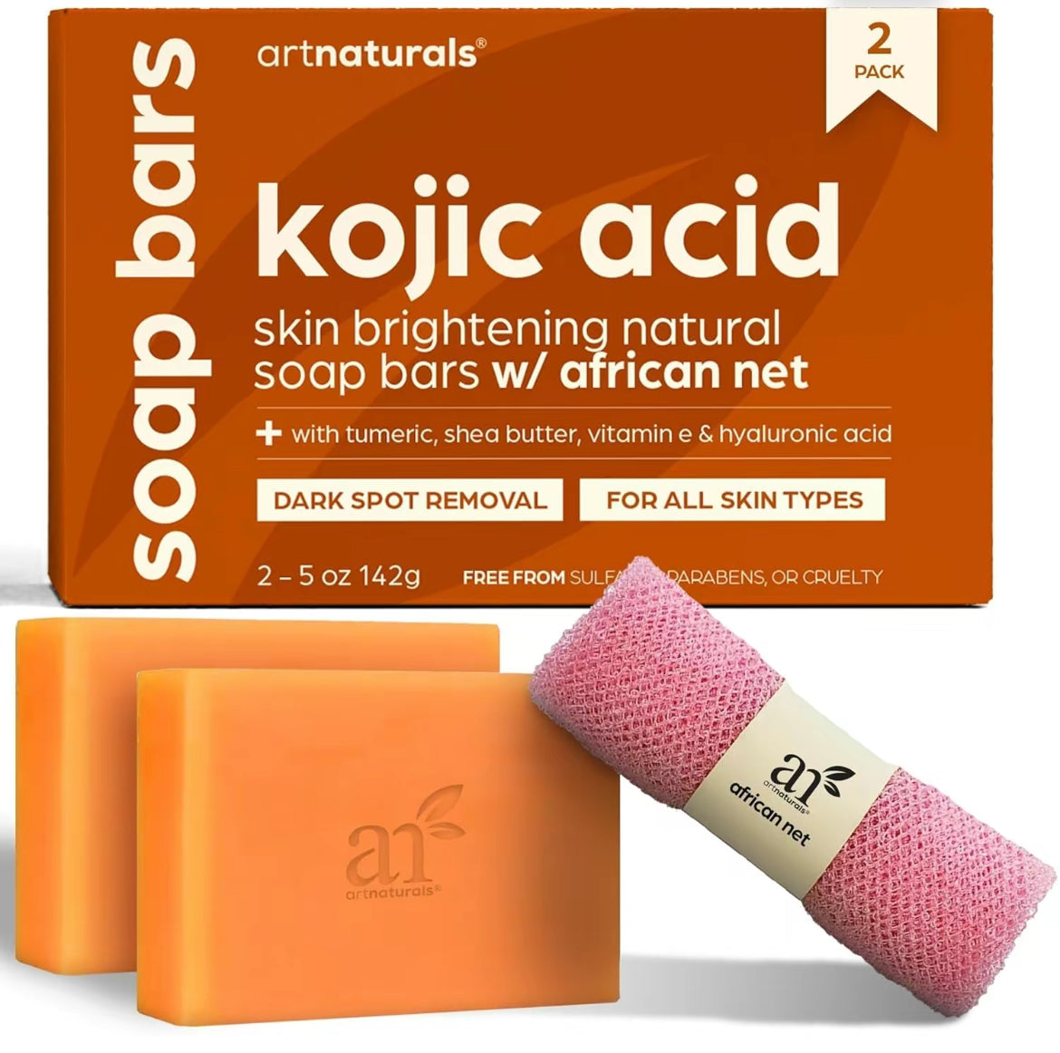 Kojic Acid Soap + African Net Soap (2 pack)