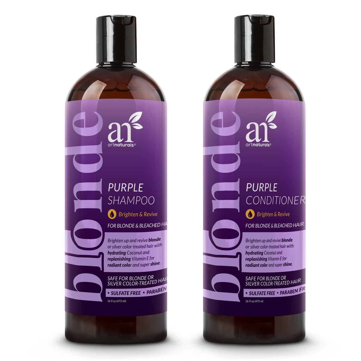 Purple Shampoo and Conditioner Duo set, two 16 oz bottles