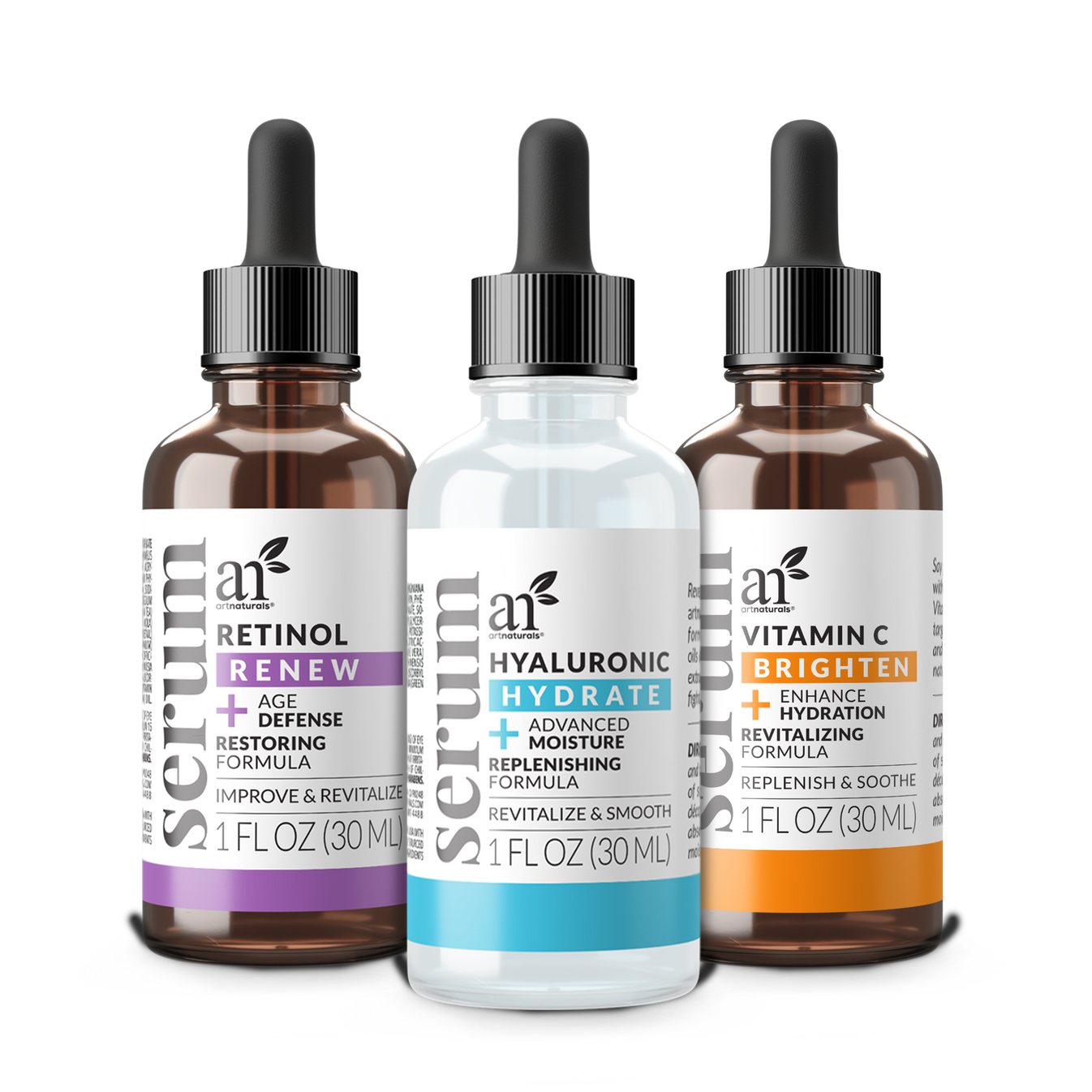 Serum Trio set with Vitamin C, Hyaluronic Acid & Retinol Artnaturals