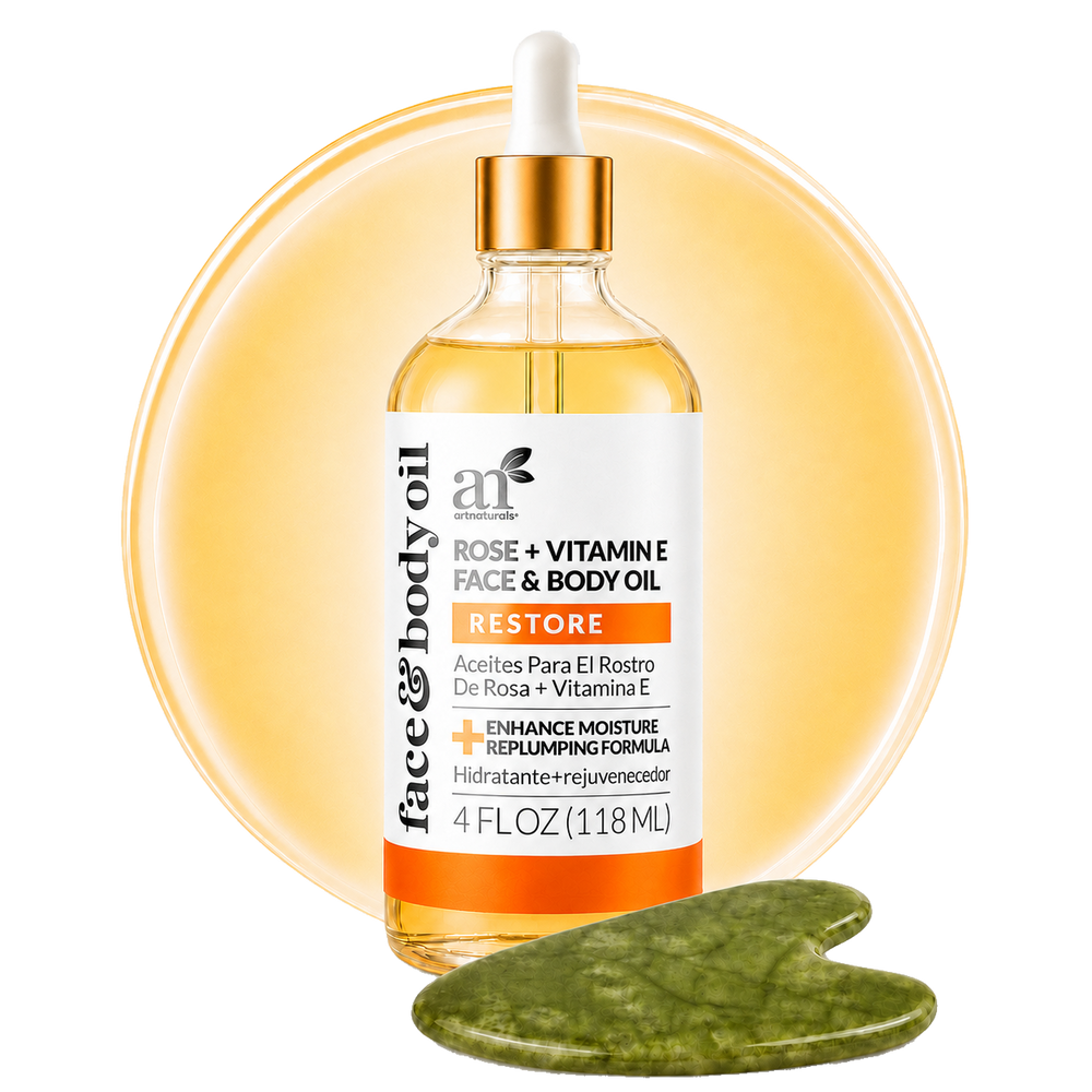 Rose + Vitamin E Bio Oil with Gua Sha Facial Tool Set