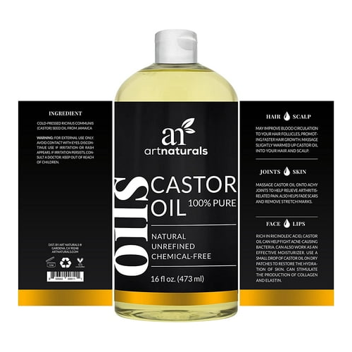 Organic Castor Oil  100% Pure Unrefined Oil, 16oz