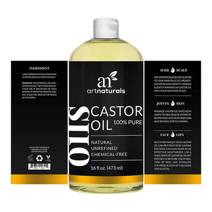 Organic Castor Oil  100% Pure Unrefined Oil, 16oz