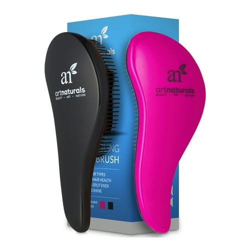 Detangling Hair Brush set, 2 piece in pink and black